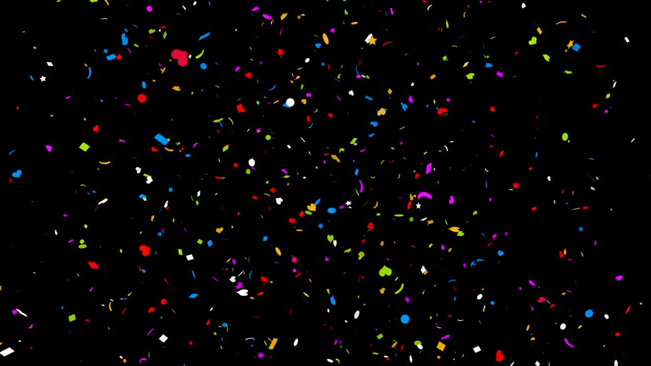 confeti colorido sobre un fondo negro