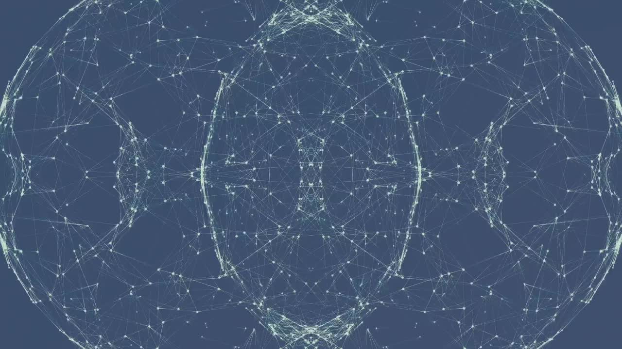 파란색 배경에 대한 연결 네트워크의 지구의 디지털 애니메이션