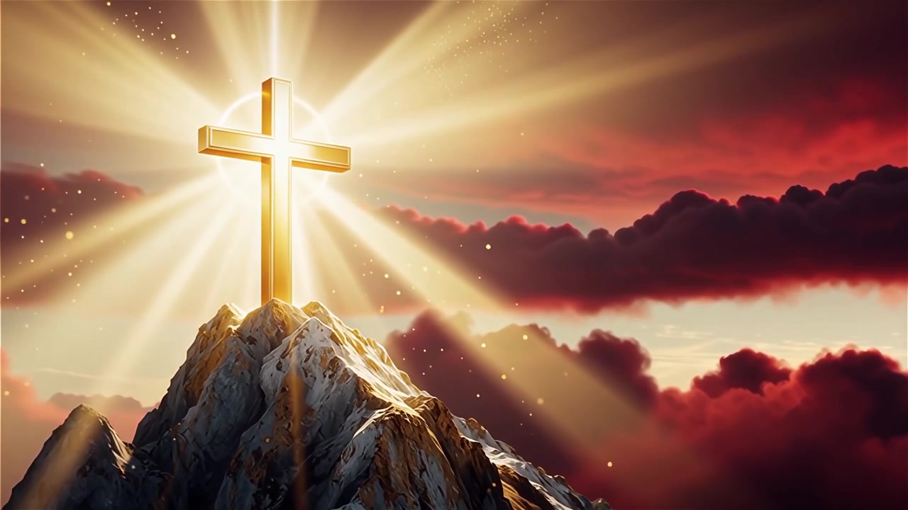 Christian Cross Heavenly Light Worship Background