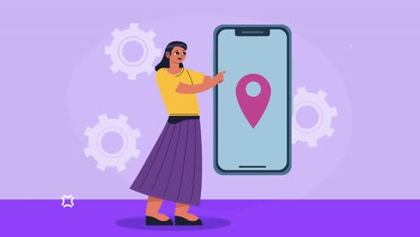 mujer joven trabajando animación de personajes