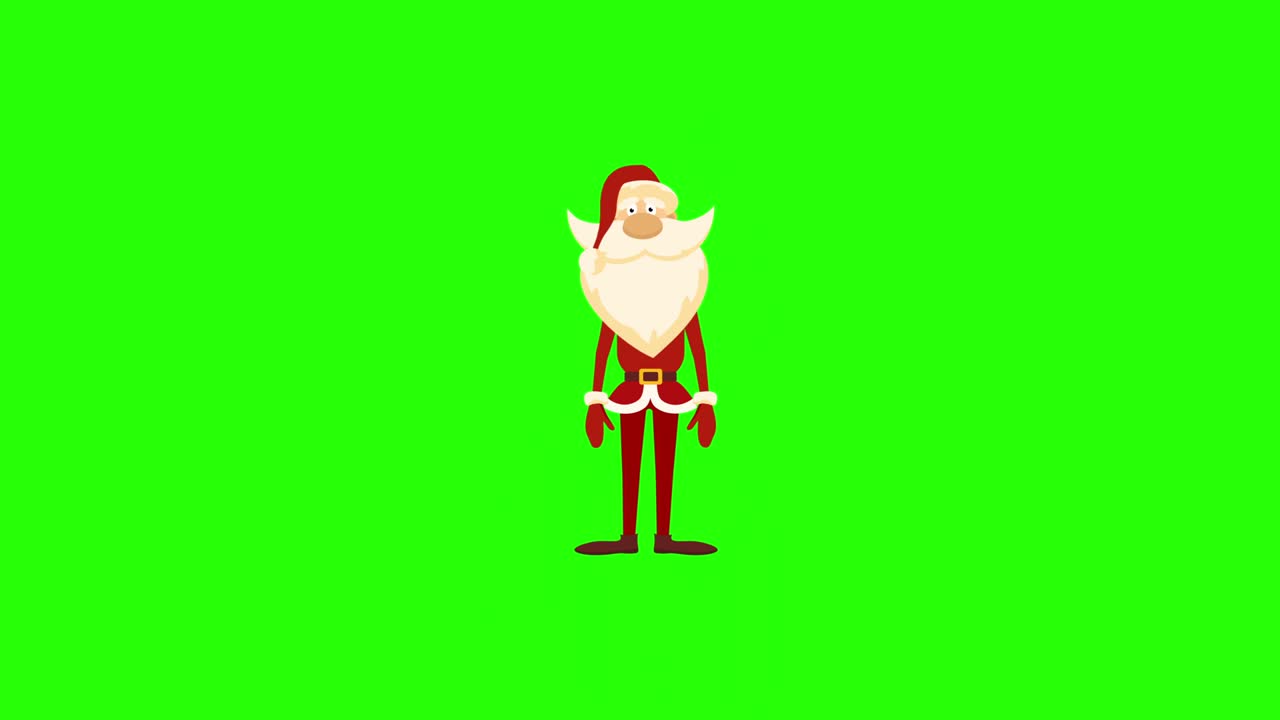 녹색 배경에서 만화 산타클로스의 4k 비디오
