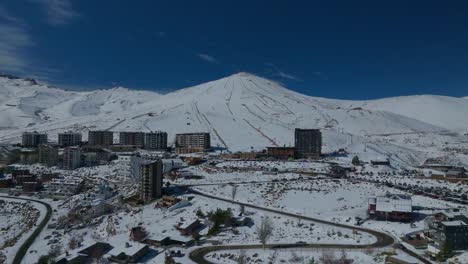 slow aerial shot establishing the ski resorts and slopes at el colorado