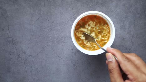 instant noodles being eaten