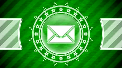 e-mail icon in circle shape and green striped background. illustration.