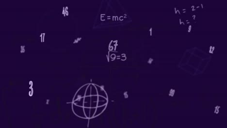 animation of mathematical equations and numbers over black background