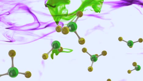 Animation-of-micro-of-molecules-models-over-purple-background