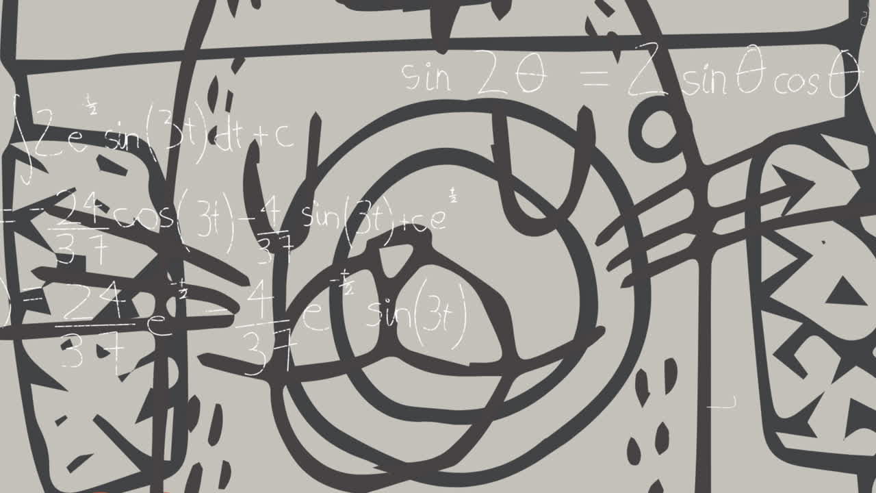 animación de ecuaciones matemáticas y dibujo sobre fondo verde