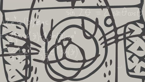 Animation of mathematical equations and drawing over green background
