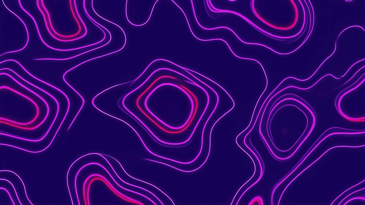 Seamless Loop of Abstract Glowing Neon Lines Moving on Dark Background
