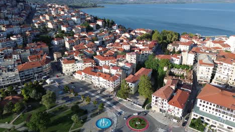 kastoria lake orestiada in 4k – aerial drone stock video