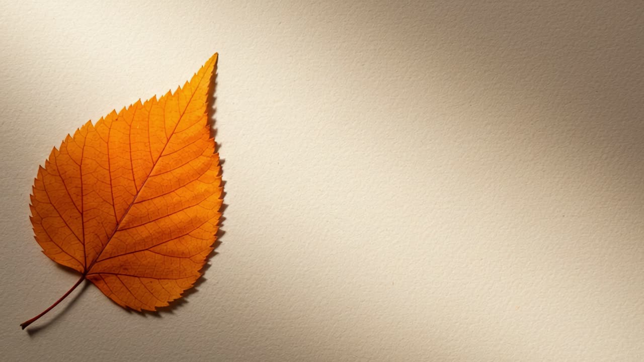 A Vibrant Autumn Leaf on a Soft Background: The Beauty and Detail of Nature Captured in a Still Moment of Seasonal Change