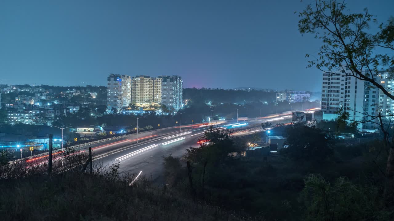Busy Night Traffic Time Lapse over Mumbai - Pune - Bengaluru National Highway, Maharashtra, India