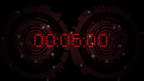 animation of red digital timer changing on black background