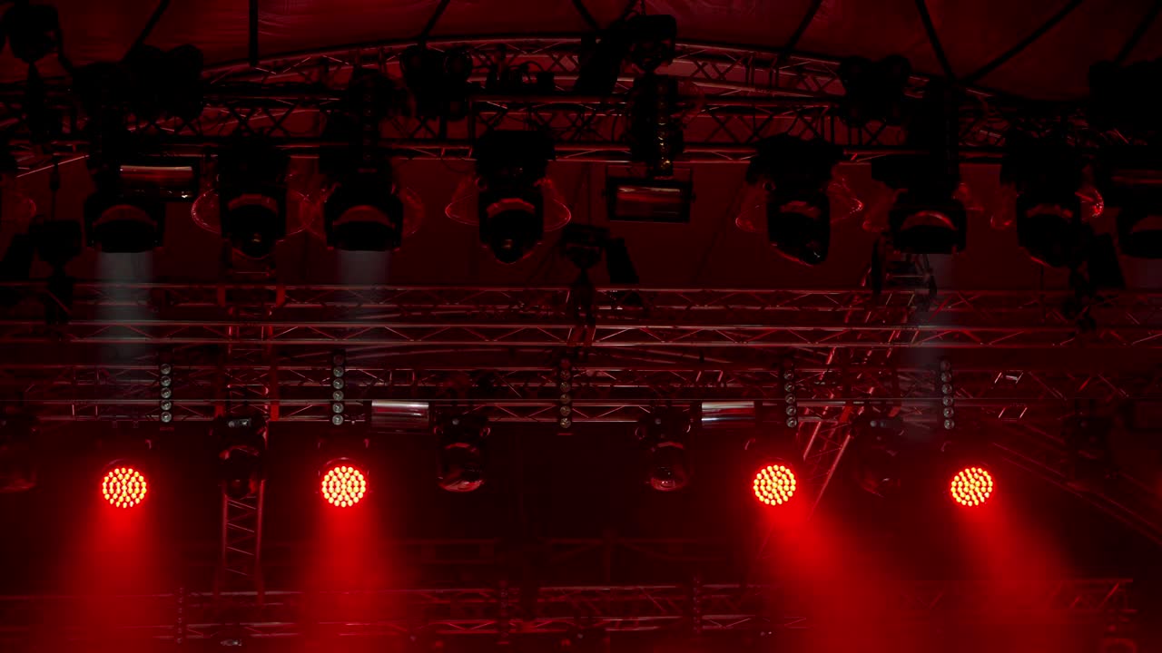 Multicolored light at a music festival. Stage Lighting. Light Show