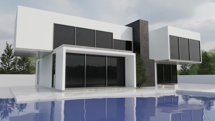 Modern House Exterior with Pool
