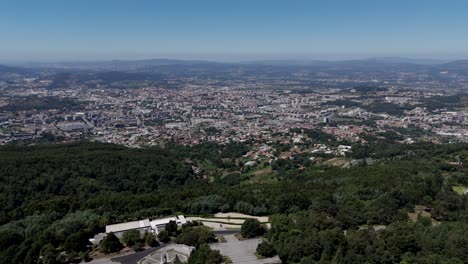 aerial view from the sanctuary of sameiro in braga, portugal, offering a panoramic view of the city center.