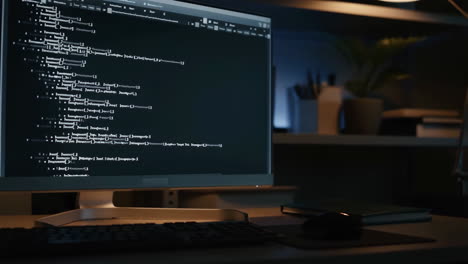 workspace with computer monitor displaying code