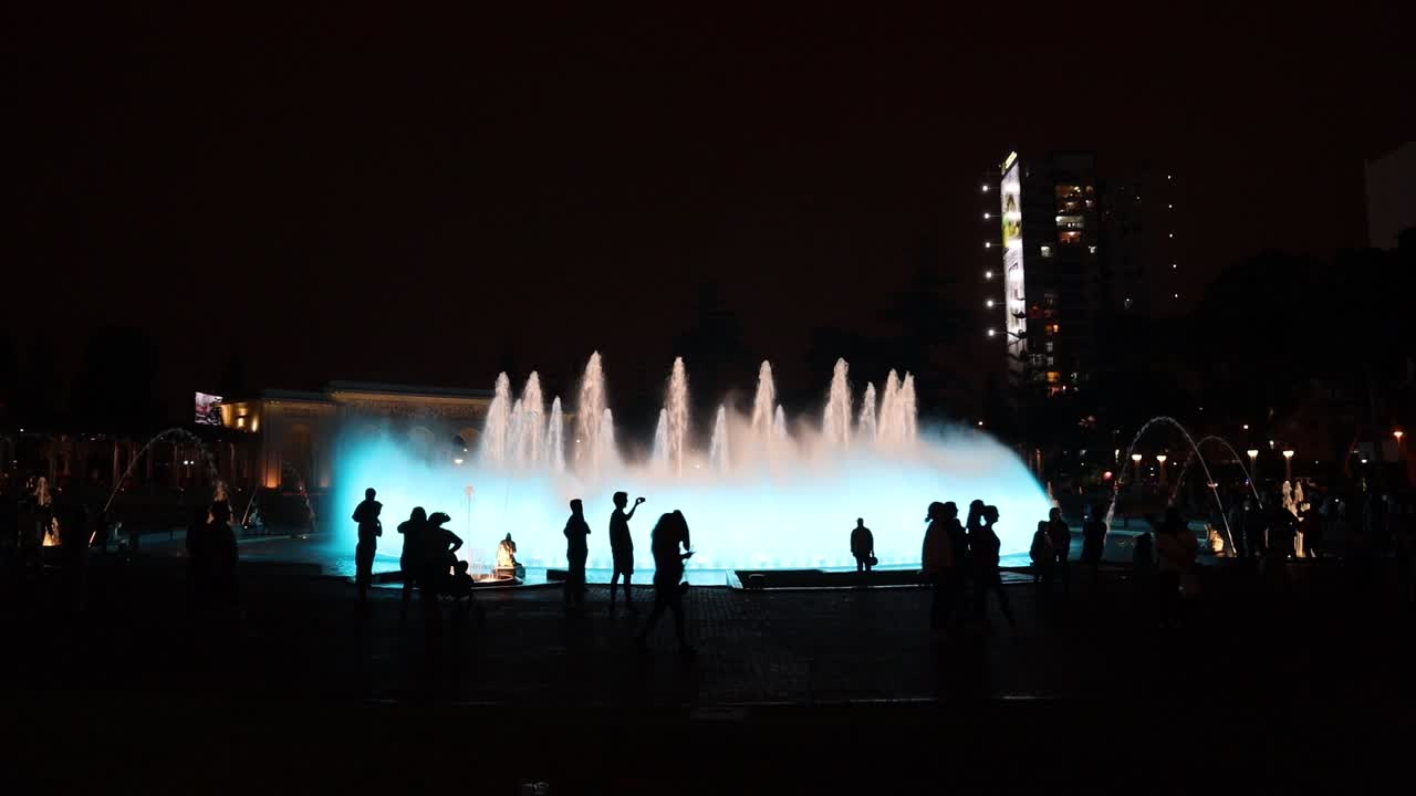 Lima fountains at night. Experiences during travel in Peru.