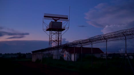 international siem reap airport traffic controller in a blue hours sunset