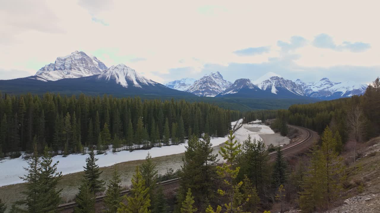 Train tracks With Canadian Rockies