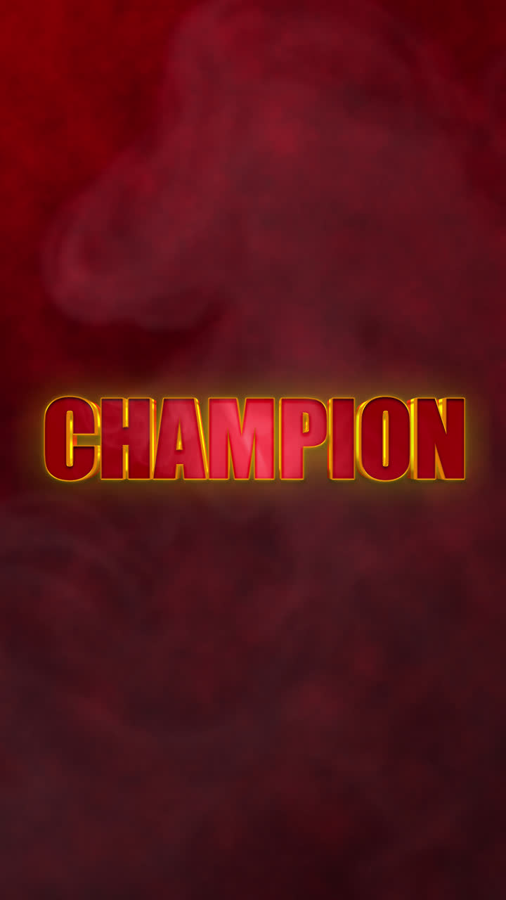 CHAMPION Text on Red Smoky Background