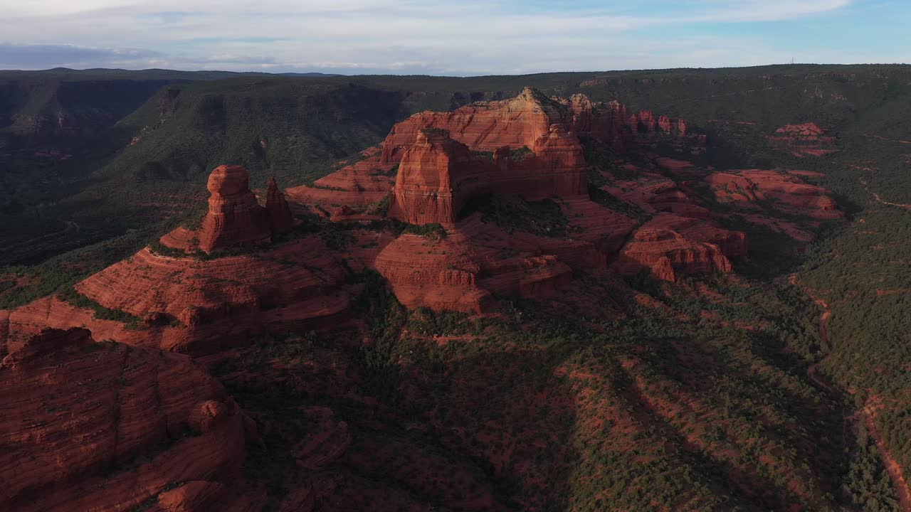 Beautiful aerial establishing of the mountains and buttes of Sedona Arizona 5