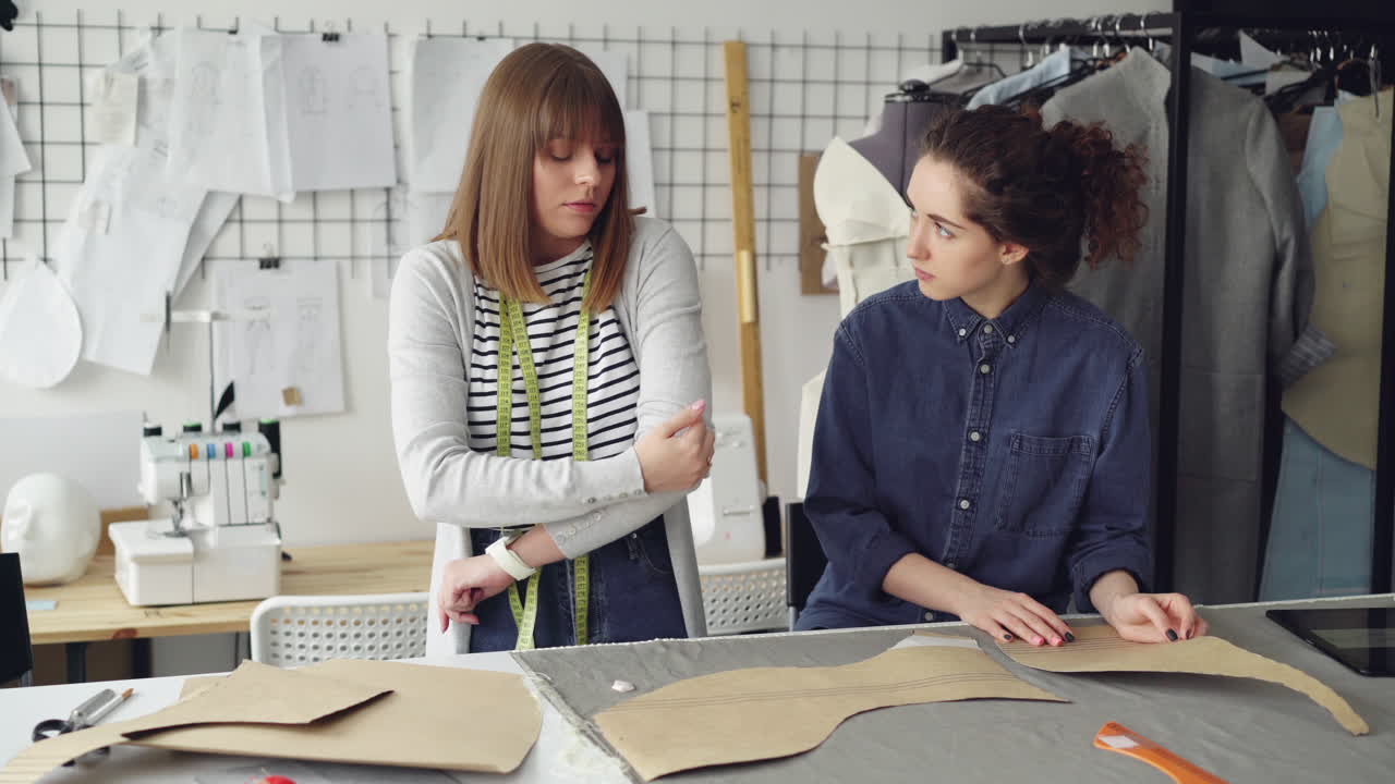 Fashion Designers Working on Patterns in a Studio