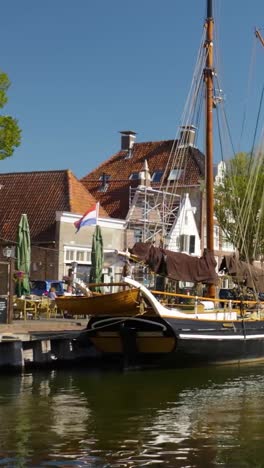 canal boat in dutch town