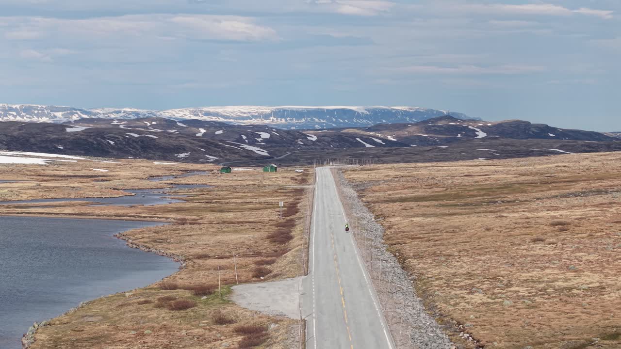 Scenic Route Of National Road 7 (Rv7) Through The Hardangervidda National Park In Norway. Aerial Drone Shot