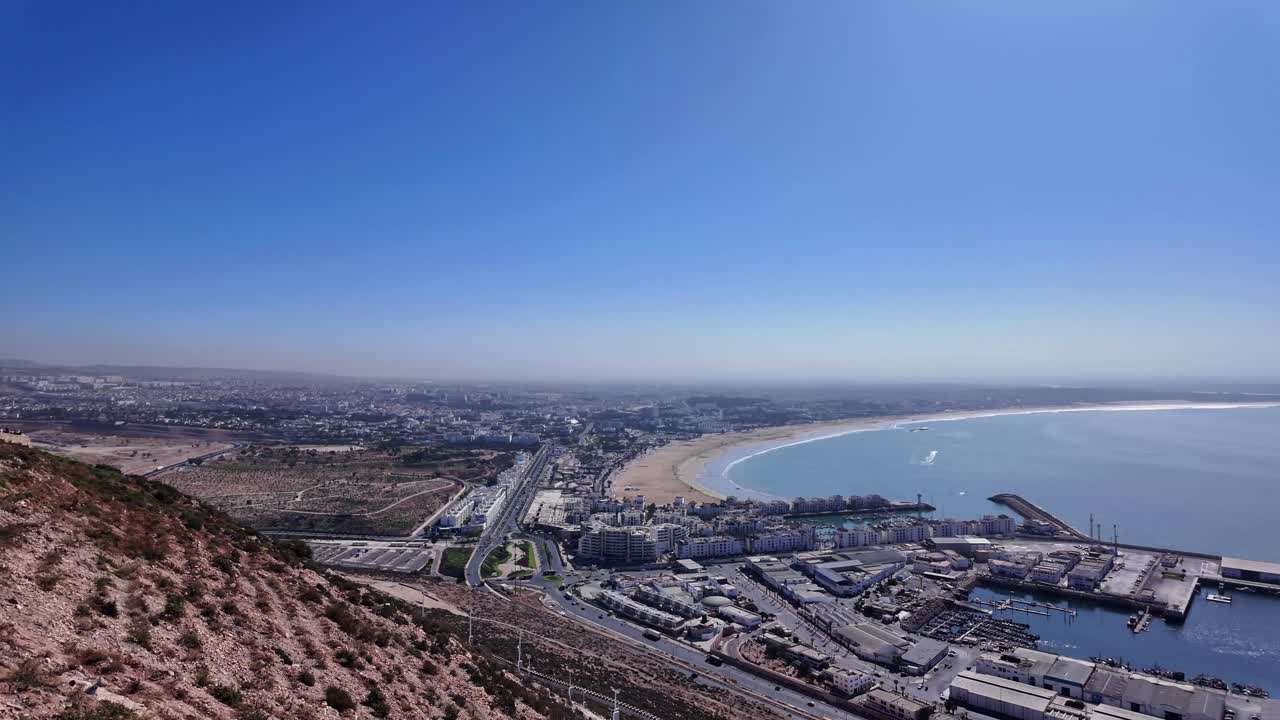 Agadir Morocco city viewpoint from Kasbah Oufella hilltop landmark sea coast summer weather