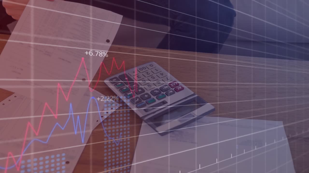 Animation of data processing over calculator