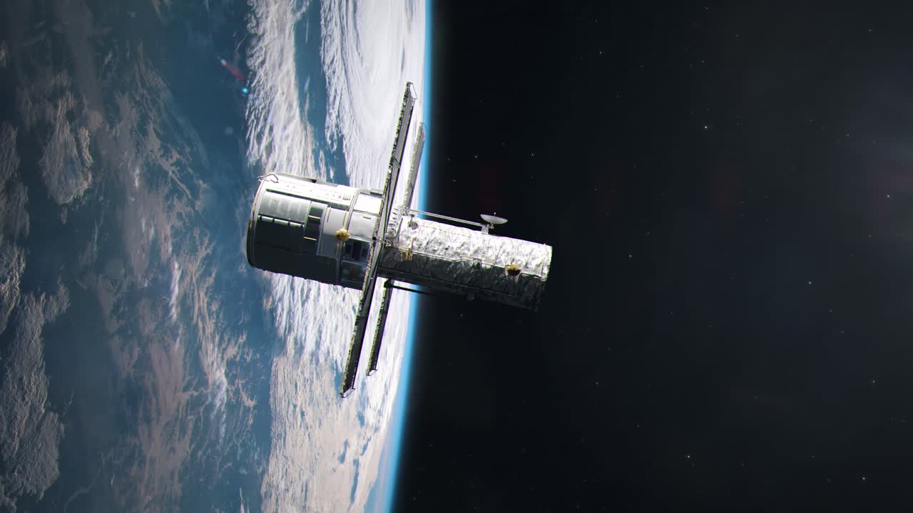 el telescopio espacial hubble en órbita terrestre mirando hacia el espacio profundo