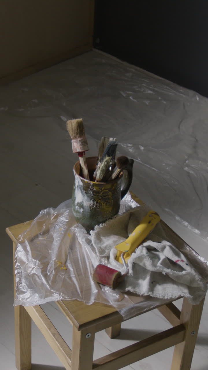 Painting Supplies on a Stool