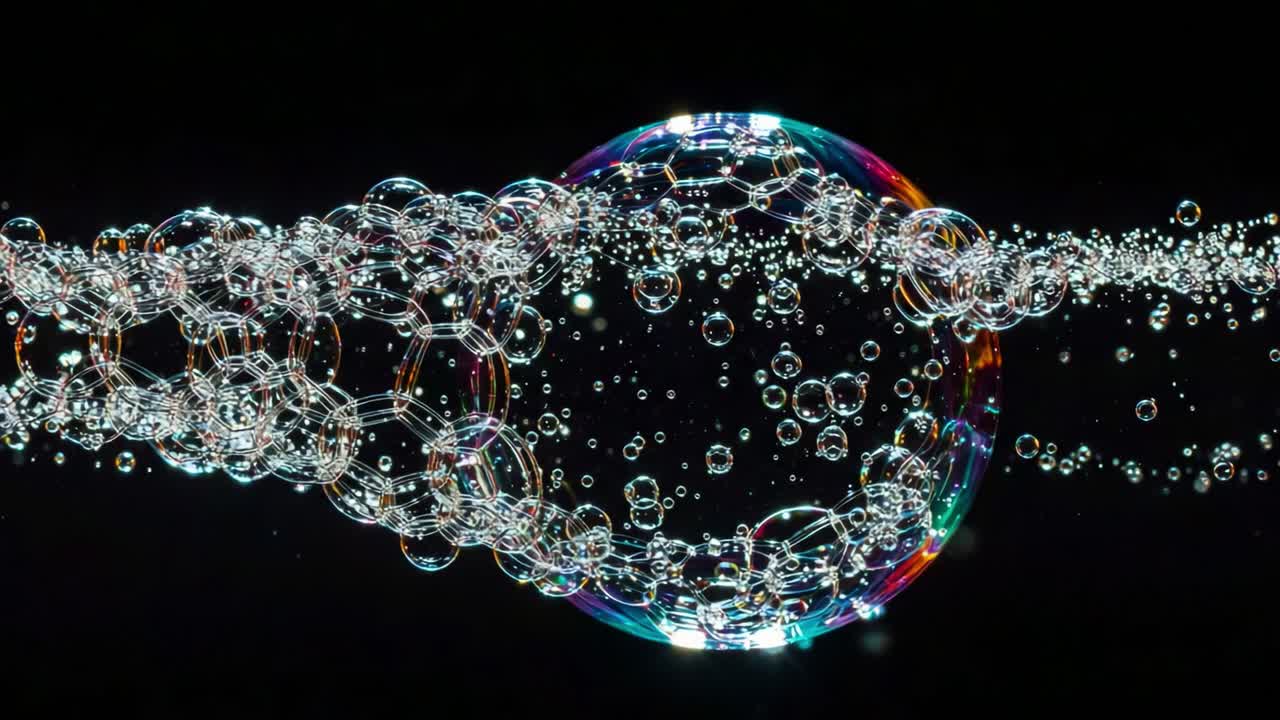 A Captivating Journey Through Iridescent Soap Bubbles: Exploring the Intricate Patterns and Shimmering Colors in a Mesmerizing Display of Fluid Dynamics