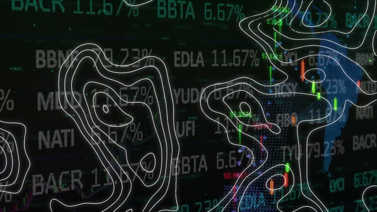 세계 지도에 대한 통계 및 데이터 처리의 애니메이션