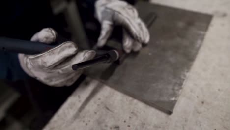 worker  is welding the metal