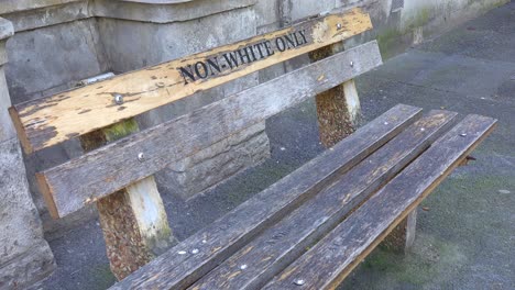 a bench sayings non-whites only along a street in cape town south africa remembers the apartheid era of segregation racism and separation of whites and blacks