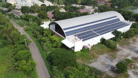 Drone shot of Solar Cell Solar rooftop of factory clean energy