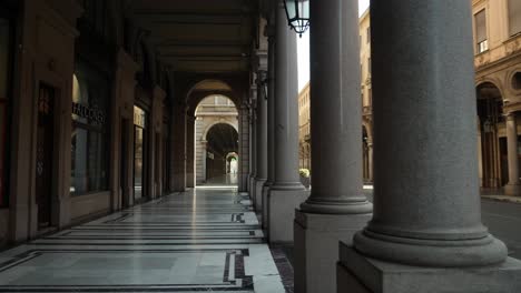 revealing empty street with no people in turin