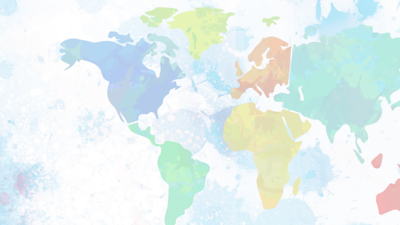 ⁇ 색 배경 에 있는 학교 물건 아이콘 위 에 있는 지구 의 애니메이션