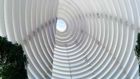 the oculus ceiling inside the iconic apple store at the marina bay sands in singapore