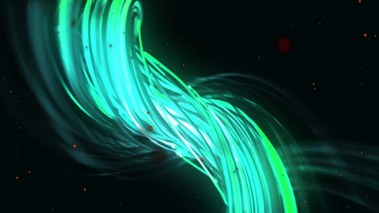 Animation of orange spots over neon green lines