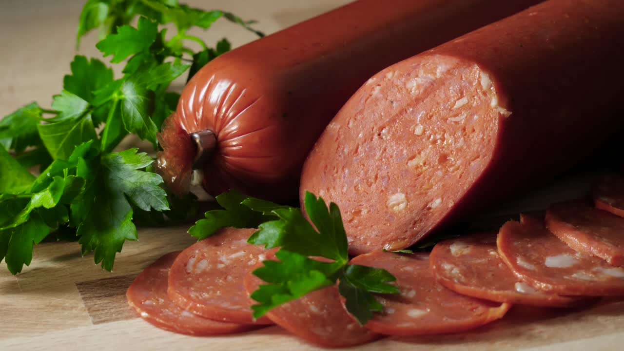 salchichas en rodajas con perejil