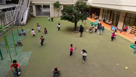 children playing and running during school break