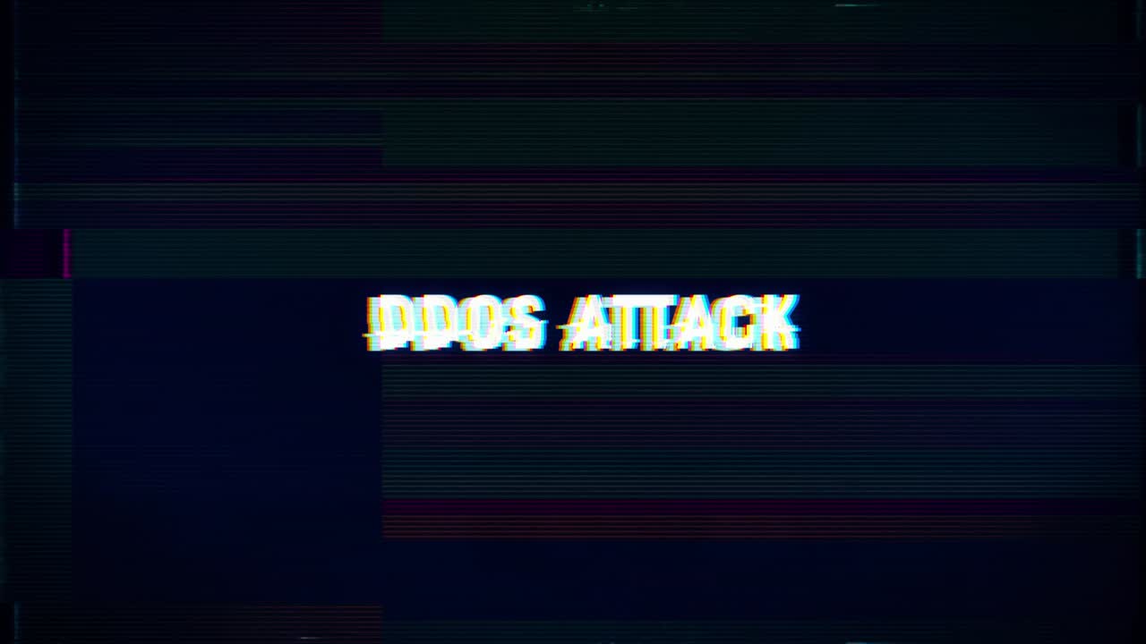 mensaje de ataque ddos. mensaje de advertencia con efecto de fallo de ruido.