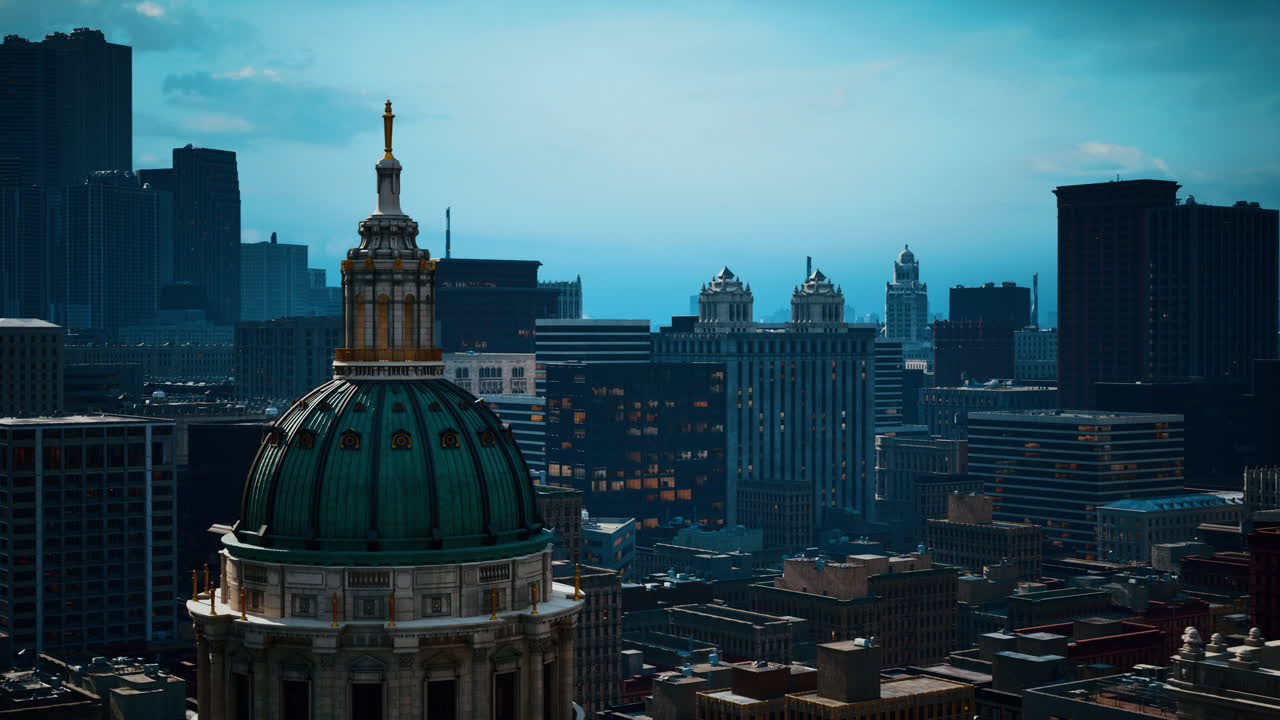 이 사진은 위에서 볼 수 있는 광활한 대도시를 포착합니다.