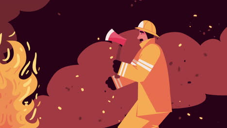 bombero trabajador de emergencia con hacha