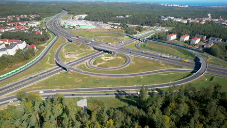 aerial - multi-lane road connection, modern expressway - safe land communication for the transport sector and automotive communication, efficient logistic connection for many sectors of the economy