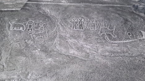 top down aerial shot of the mysterious nazca lines in peru