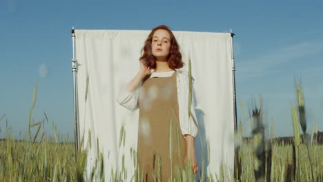 woman in a wheat field